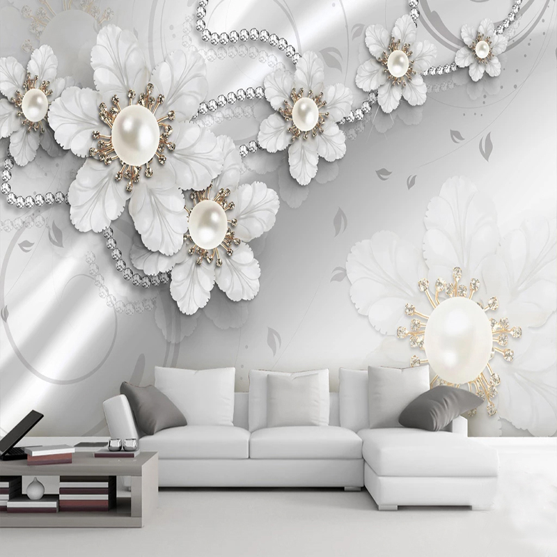 Home Textiles Photos - Benutzerdefinierte Fototapete 3D Stereo Schmuck Blumen
