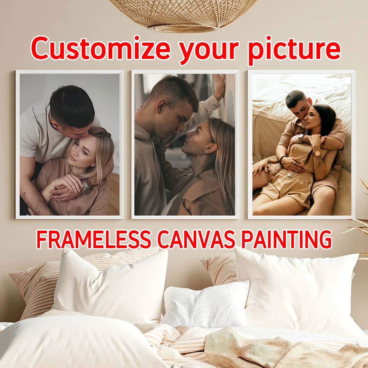 Home Textiles Photos - Triptychon - 2D-Foto-Holzrahmen mit individuellem Ölgemälde