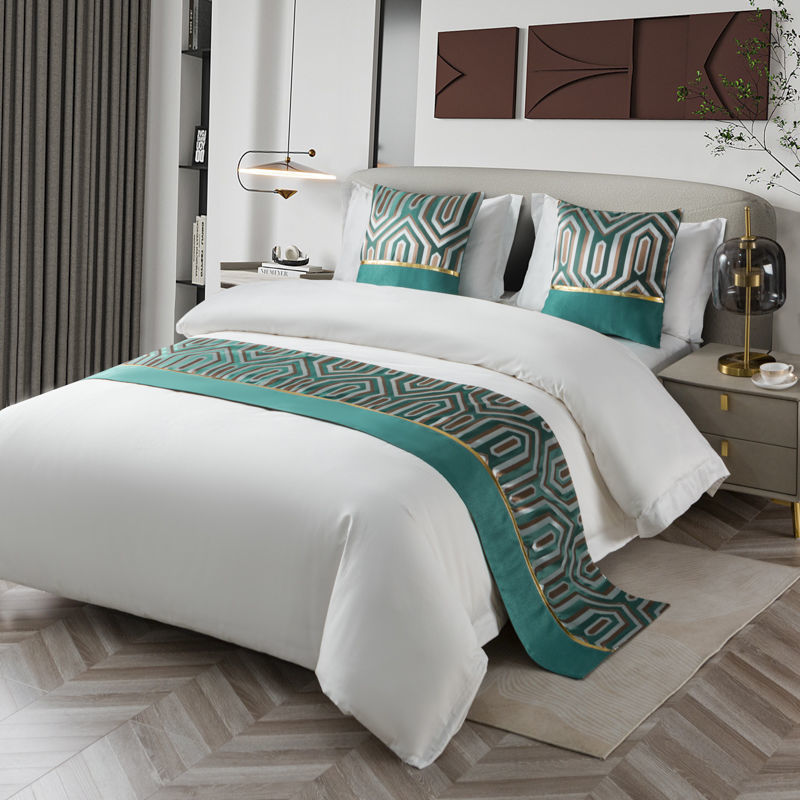 Home Textiles Plaid - Geometrische Grün Diamant Bett Runner Schal