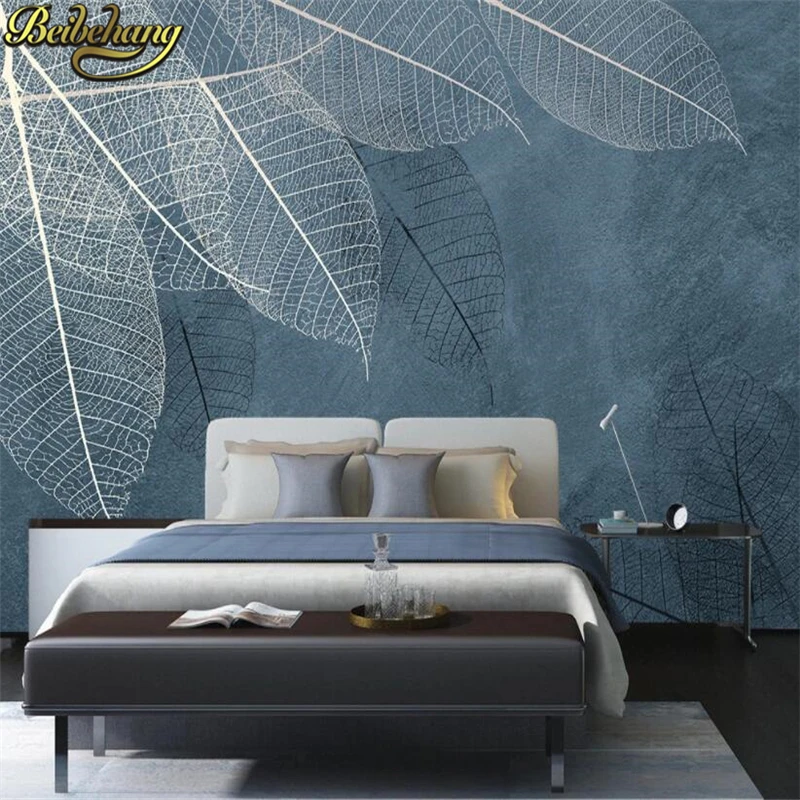 Home Textiles Photos - Benutzerdefinierte abstrakte Blätter-Fototapete, Malerei-Hintergrund, 3D-Tapeten, Heimdekoration,