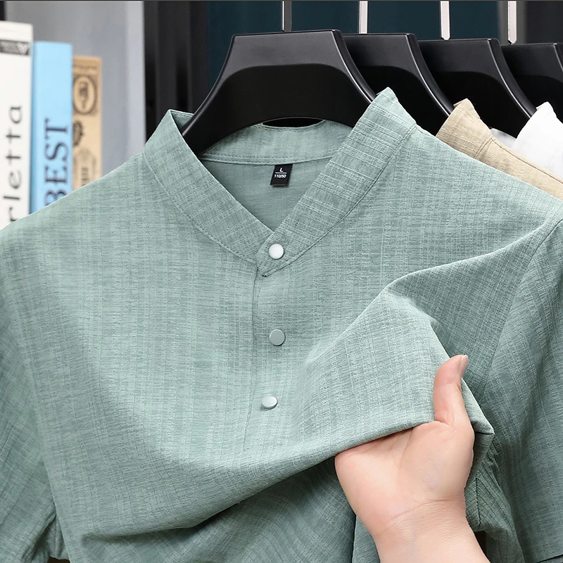 Sommer-Herrenhemd mit Stehkrag – Home And Textiles Bewertung und Preis
