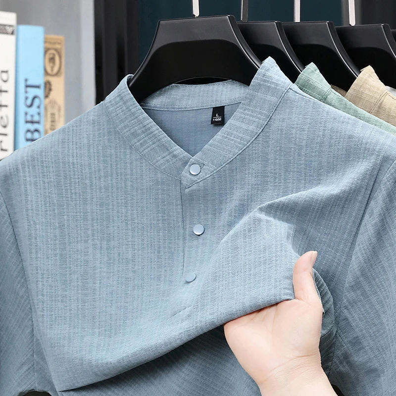Sommer-Herrenhemd mit Stehkrag – Home And Textiles Bewertung und Preis
