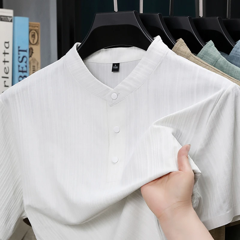 Sommer-Herrenhemd mit Stehkrag – Home And Textiles Bewertung und Preis