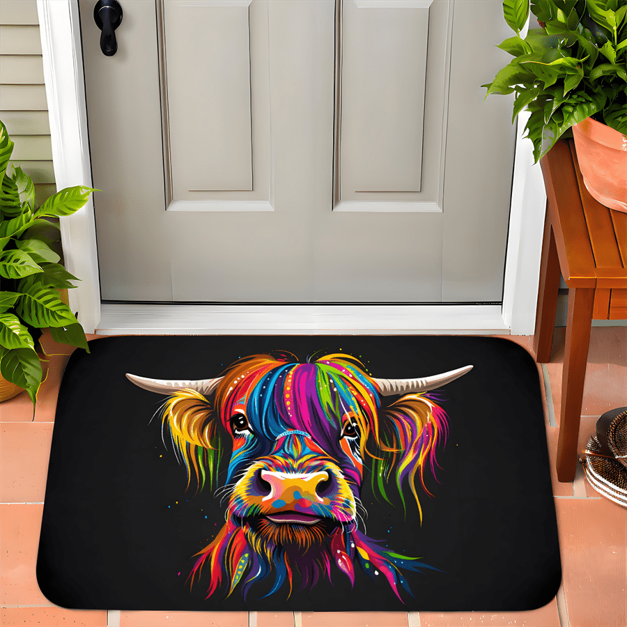 Bunter Highland-Kuh-Willkommen – Highland Home Textiles Bewertung und Preis
