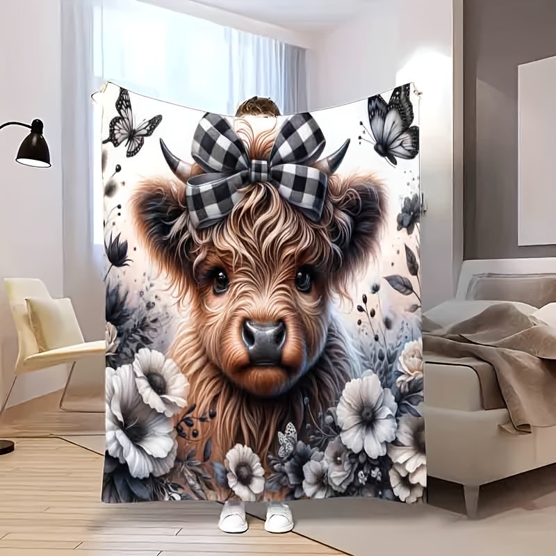 Highland Cow Plaid Decke – süß – Highland Home Textiles Bewertung und Preis
