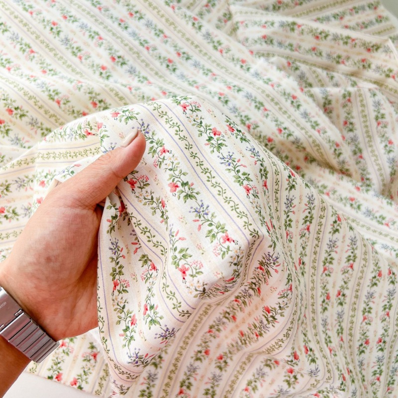 Vintage Blumen-Streifen Baumwo – Home Textiles Plaid Bewertung und Preis