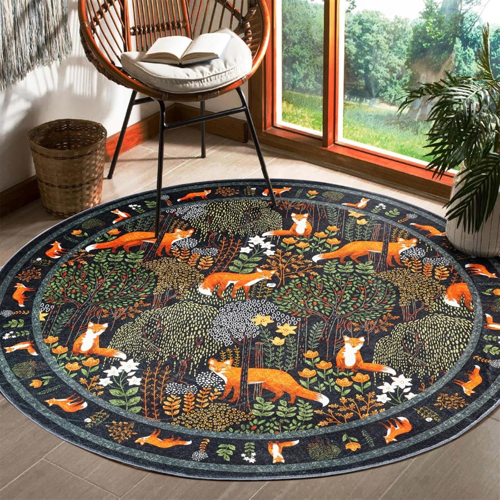 Runder Waldteppich mit orangef – Home Textiles Plaid Bewertung und Preis